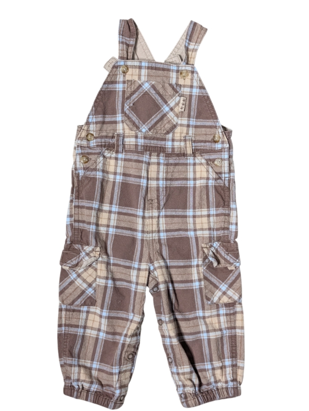 Carter's Brown Plaid Overalls 18M